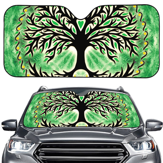 Sun And Moon Yggdrasil Print Car Windshield Sun Shade