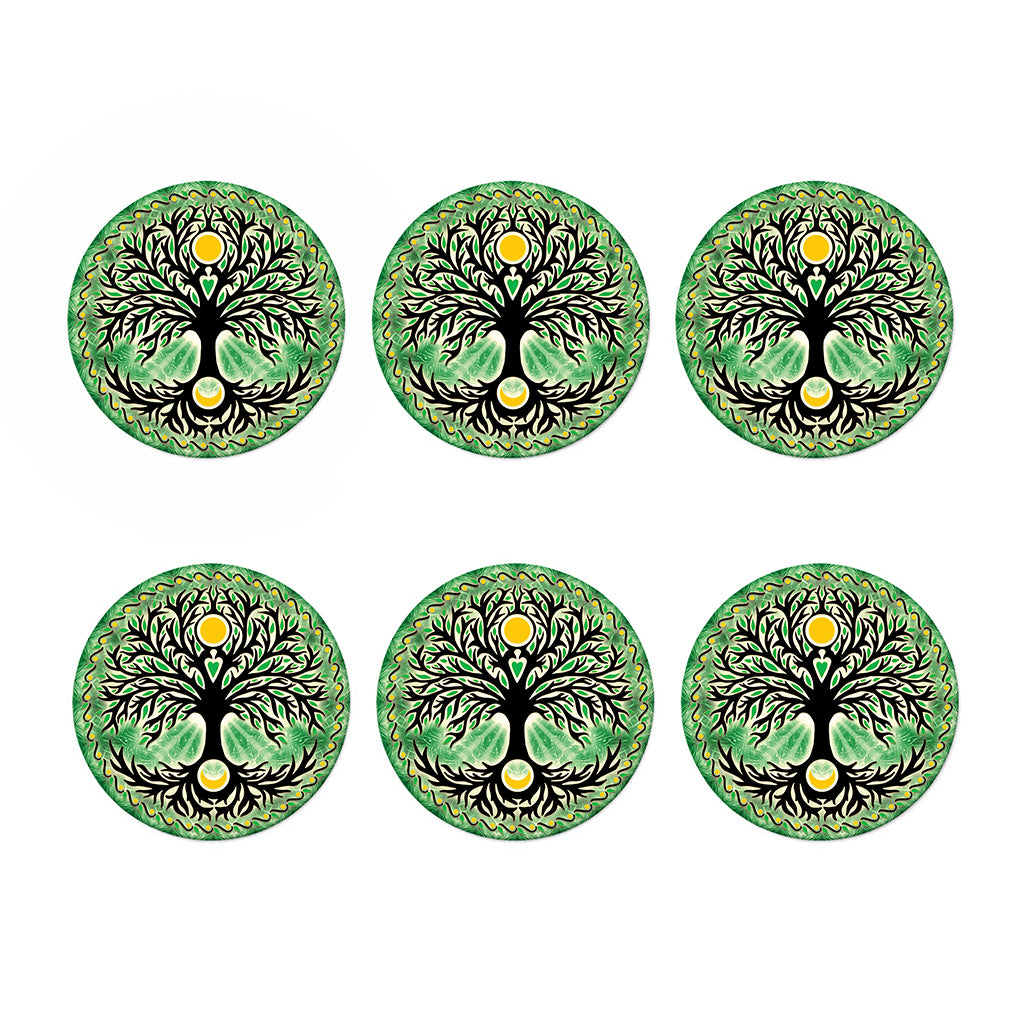 Sun And Moon Yggdrasil Print Coaster Set