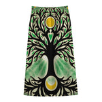 Sun And Moon Yggdrasil Print Cotton Front Slit Maxi Skirt