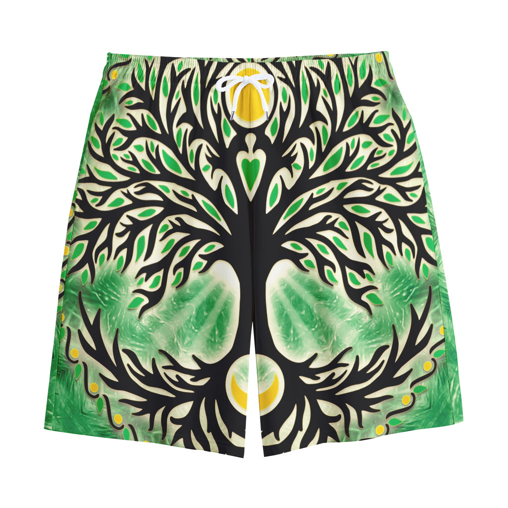 Sun And Moon Yggdrasil Print Cotton Shorts