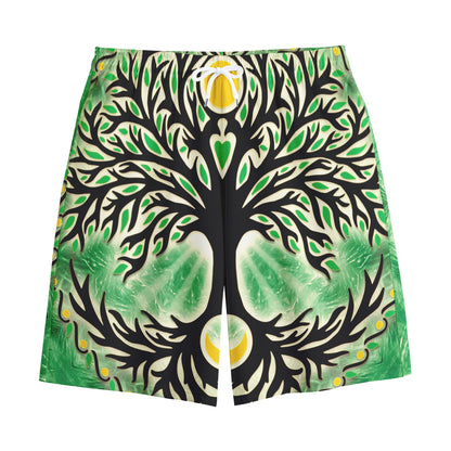 Sun And Moon Yggdrasil Print Cotton Shorts