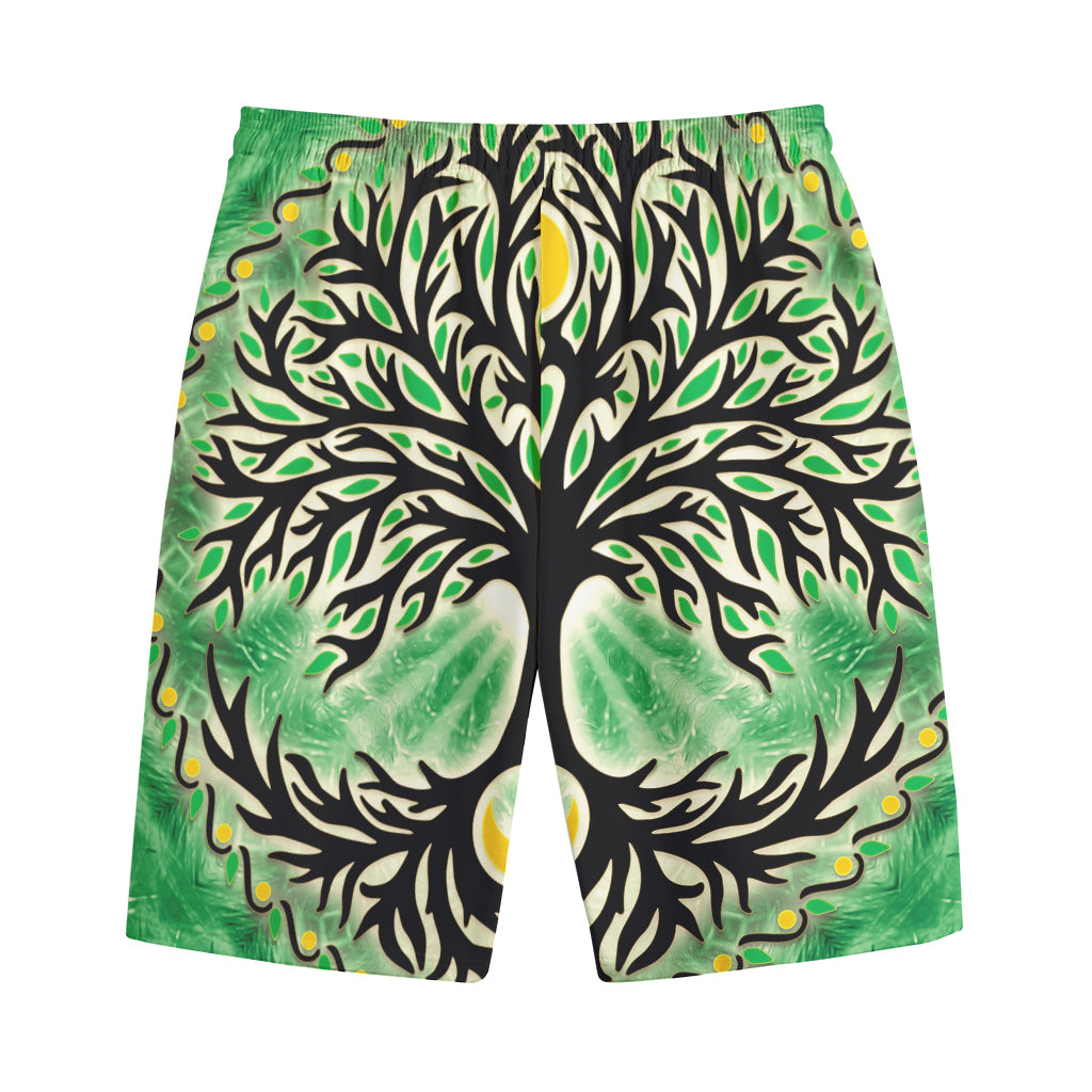 Sun And Moon Yggdrasil Print Cotton Shorts