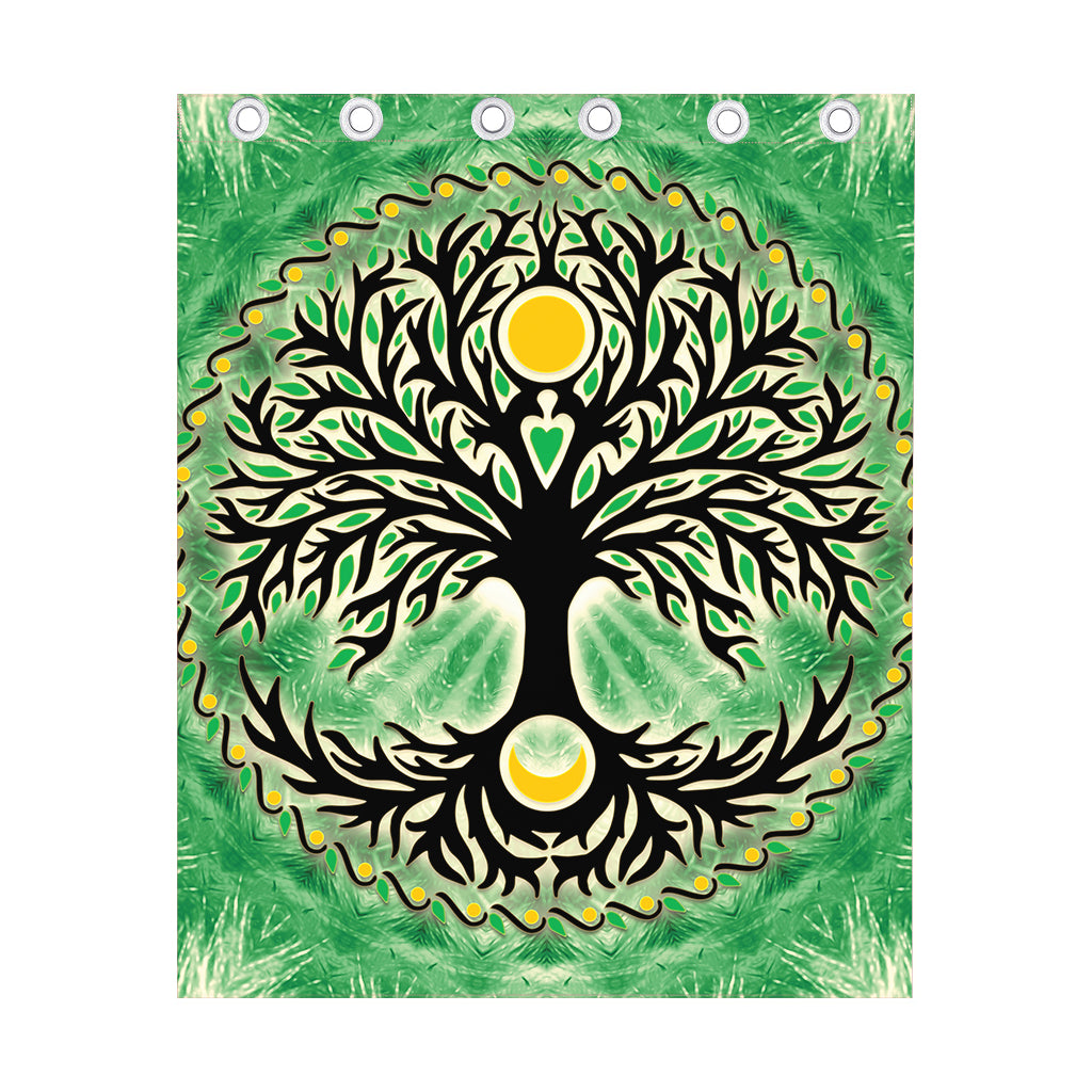 Sun And Moon Yggdrasil Print Curtain