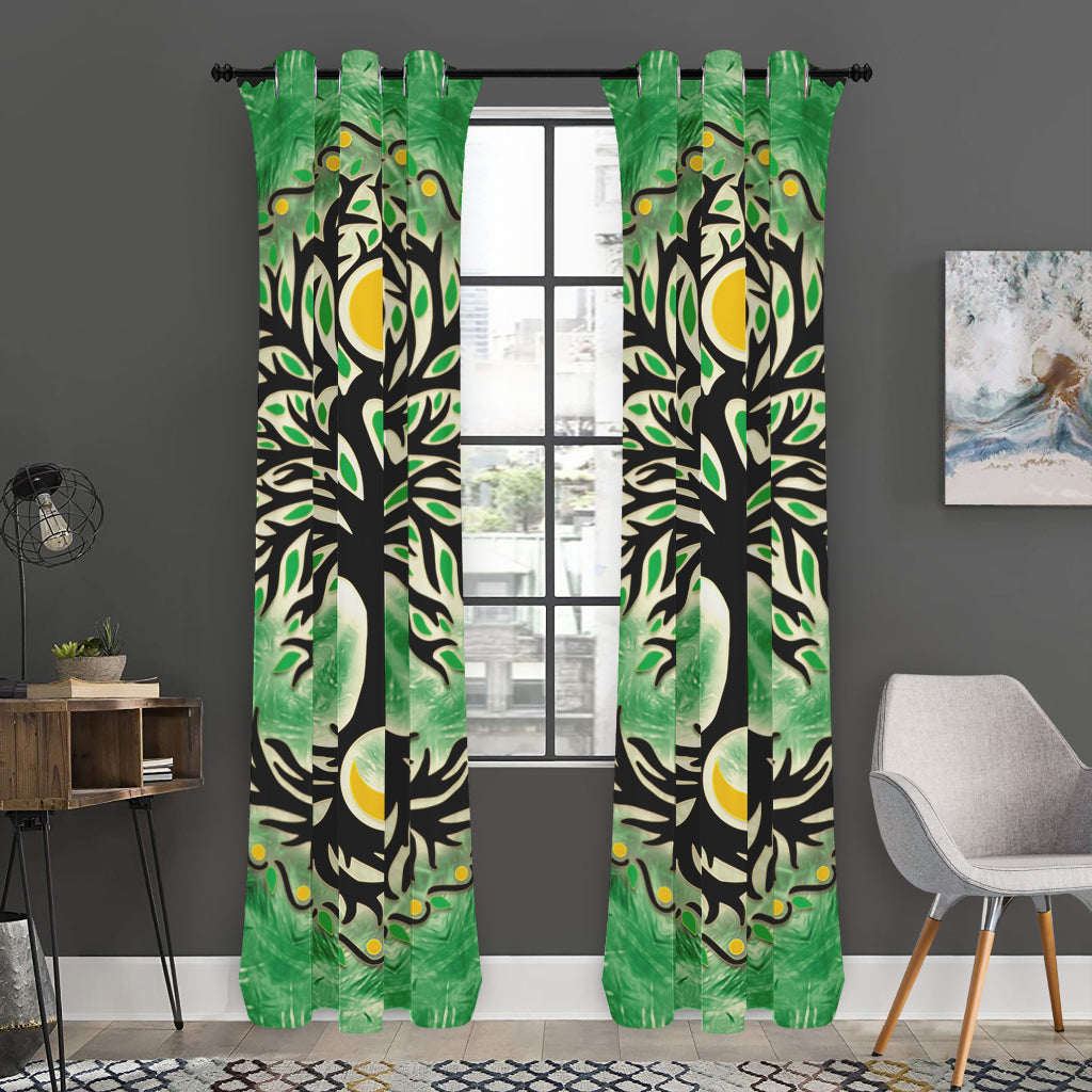 Sun And Moon Yggdrasil Print Curtain