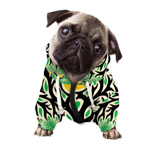 Sun And Moon Yggdrasil Print Dog Zip Up Hoodie