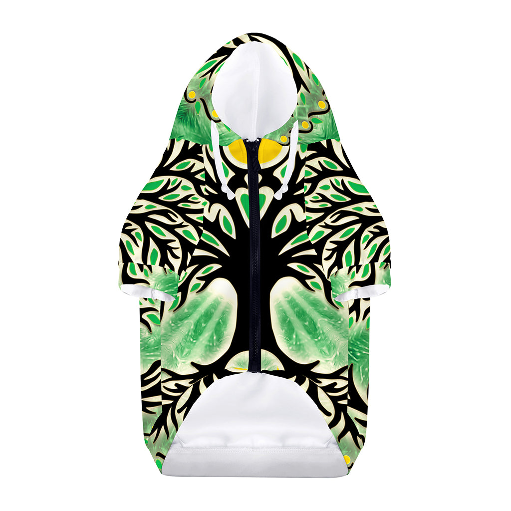 Sun And Moon Yggdrasil Print Dog Zip Up Hoodie
