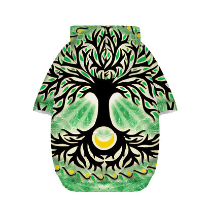 Sun And Moon Yggdrasil Print Dog Zip Up Hoodie