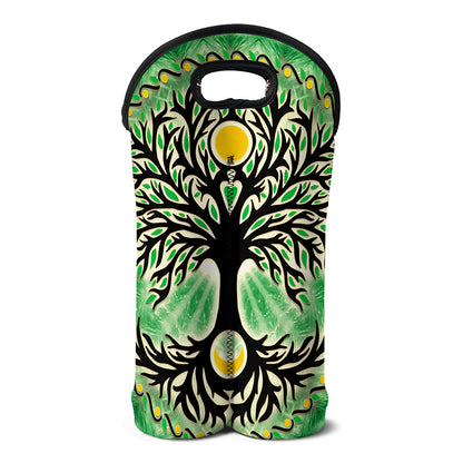 Sun And Moon Yggdrasil Print Double Neoprene Wine Tote