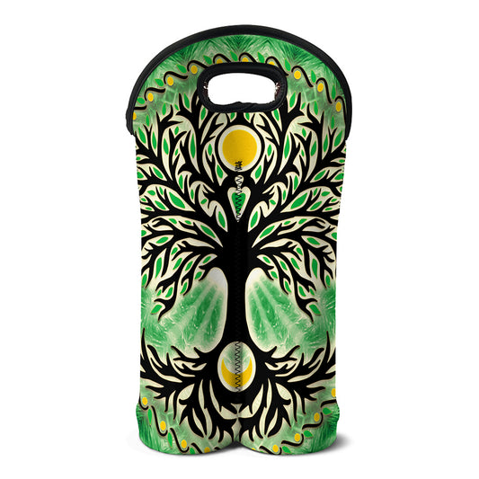 Sun And Moon Yggdrasil Print Double Neoprene Wine Tote