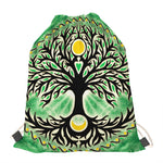 Sun And Moon Yggdrasil Print Drawstring Bag