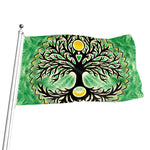 Sun And Moon Yggdrasil Print Flag