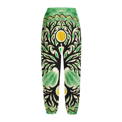 Sun And Moon Yggdrasil Print Fleece Lined Knit Pants