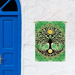 Sun And Moon Yggdrasil Print Garden Flag