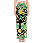 Sun And Moon Yggdrasil Print High Slit Maxi Skirt