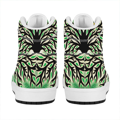 Sun And Moon Yggdrasil Print High Top Leather Sneakers