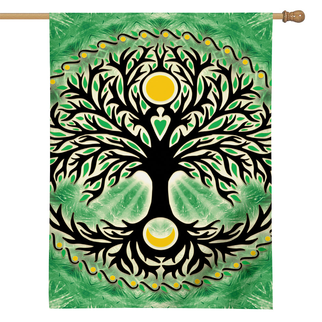 Sun And Moon Yggdrasil Print House Flag