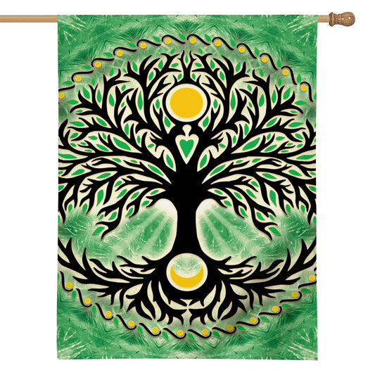Sun And Moon Yggdrasil Print House Flag