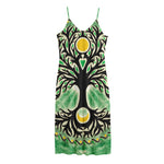 Sun And Moon Yggdrasil Print Jersey Midi Cami Dress