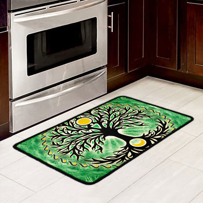 Sun And Moon Yggdrasil Print Kitchen Mat