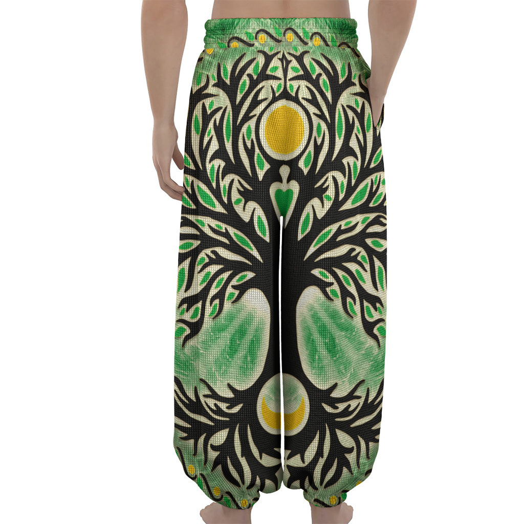 Sun And Moon Yggdrasil Print Lantern Pants