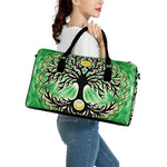 Sun And Moon Yggdrasil Print Leather Duffle Bag