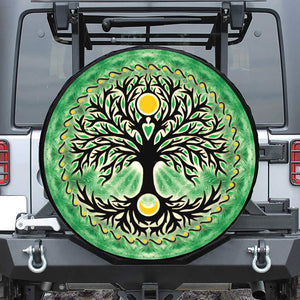 Sun And Moon Yggdrasil Print Leather Spare Tire Cover