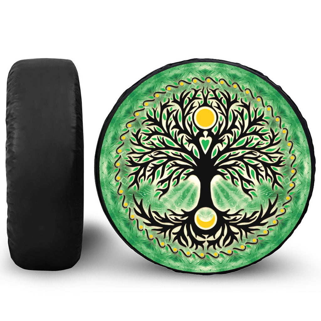 Sun And Moon Yggdrasil Print Leather Spare Tire Cover