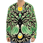 Sun And Moon Yggdrasil Print Long Sleeve Baseball Jersey