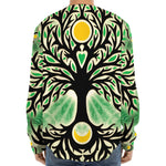 Sun And Moon Yggdrasil Print Long Sleeve Baseball Jersey