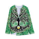 Sun And Moon Yggdrasil Print Long Sleeve Short Coat