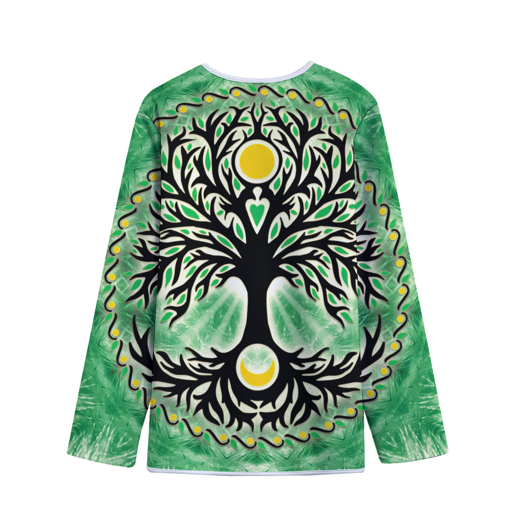 Sun And Moon Yggdrasil Print Long Sleeve Short Coat