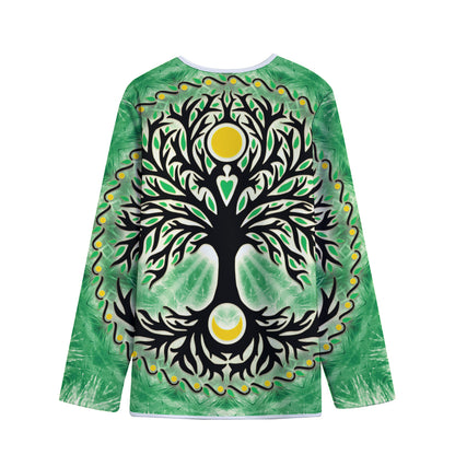 Sun And Moon Yggdrasil Print Long Sleeve Short Coat