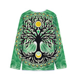 Sun And Moon Yggdrasil Print Long Sleeve Short Coat