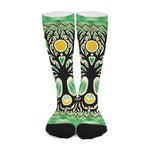 Sun And Moon Yggdrasil Print Long Socks