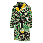 Sun And Moon Yggdrasil Print Men's Bathrobe
