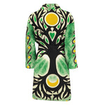 Sun And Moon Yggdrasil Print Men's Bathrobe