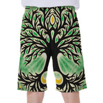 Sun And Moon Yggdrasil Print Men's Beach Shorts