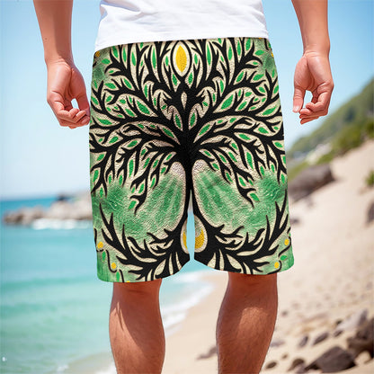 Sun And Moon Yggdrasil Print Men's Cargo Shorts