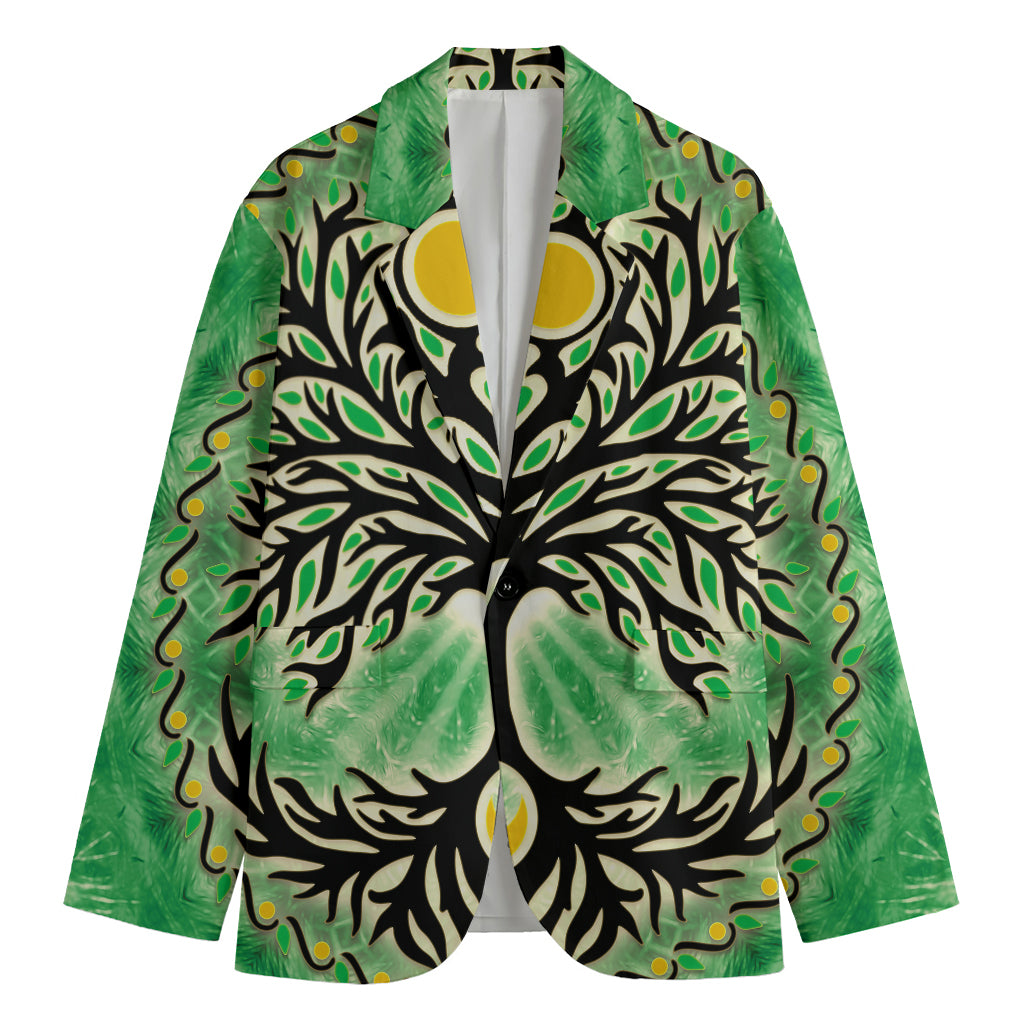 Sun And Moon Yggdrasil Print Men's Cotton Blazer