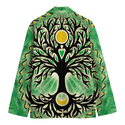 Sun And Moon Yggdrasil Print Men's Cotton Blazer
