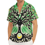 Sun And Moon Yggdrasil Print Men's Deep V-Neck Shirt