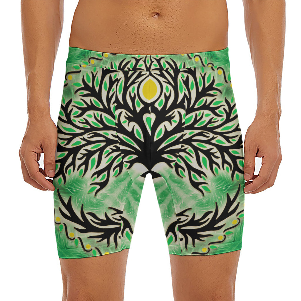 Sun And Moon Yggdrasil Print Men's Long Boxer Briefs