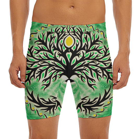 Sun And Moon Yggdrasil Print Men's Long Boxer Briefs