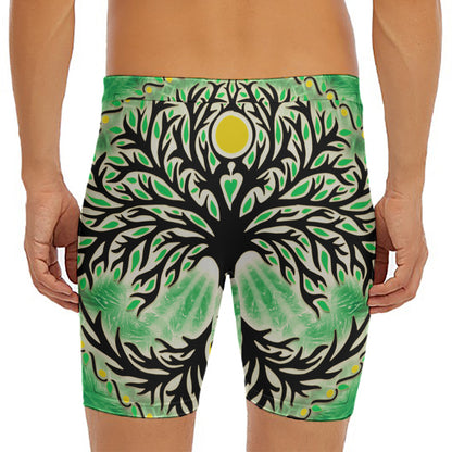 Sun And Moon Yggdrasil Print Men's Long Boxer Briefs