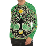 Sun And Moon Yggdrasil Print Men's Long Sleeve Rash Guard