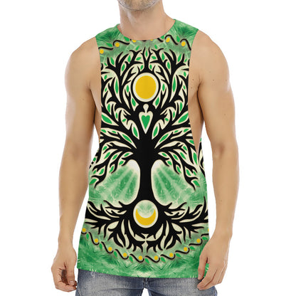 Sun And Moon Yggdrasil Print Men's Muscle Tank Top