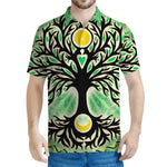 Sun And Moon Yggdrasil Print Men's Polo Shirt