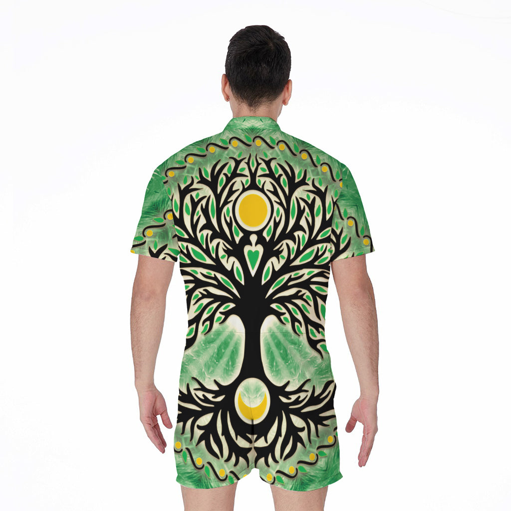 Sun And Moon Yggdrasil Print Men's Rompers