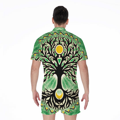 Sun And Moon Yggdrasil Print Men's Rompers