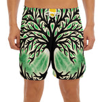 Sun And Moon Yggdrasil Print Men's Split Running Shorts